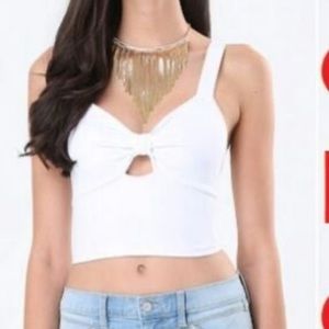 Bebe white crop top peekaboo